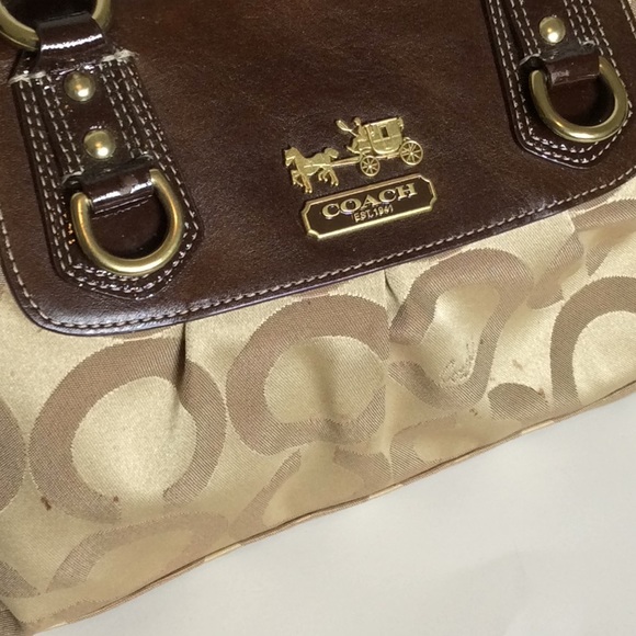 Gold & Brown Coach Bag w/ Handles & Straps - Picture 10 of 12